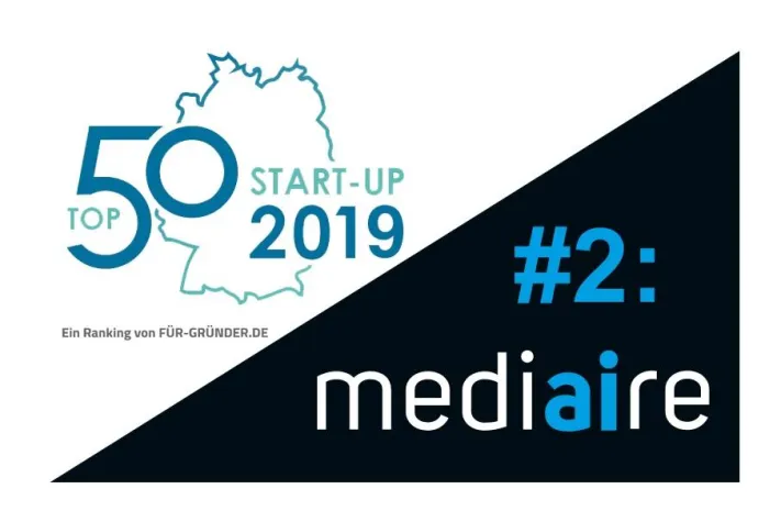 mediaire auf Platz 2 des deutschen Start-up Rankings Bild: mediaire auf Platz 2 des deutschen Start-up Rankings