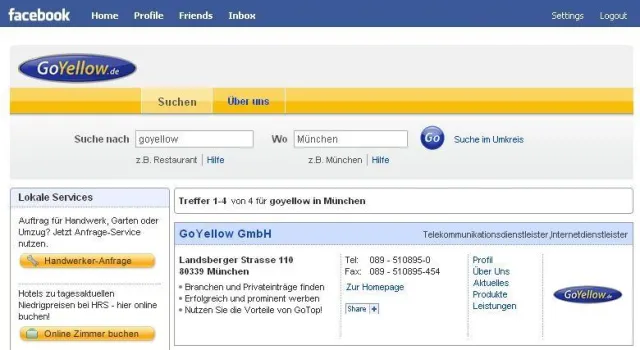 Bild: GoYellow jetzt auch in Facebook