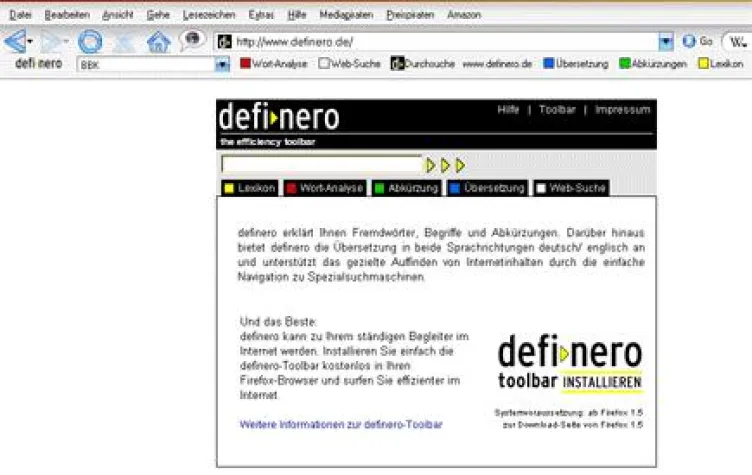 Mit der definero-Toolbar Texte schneller verstehen Bild: Mit der definero-Toolbar Texte schneller verstehen