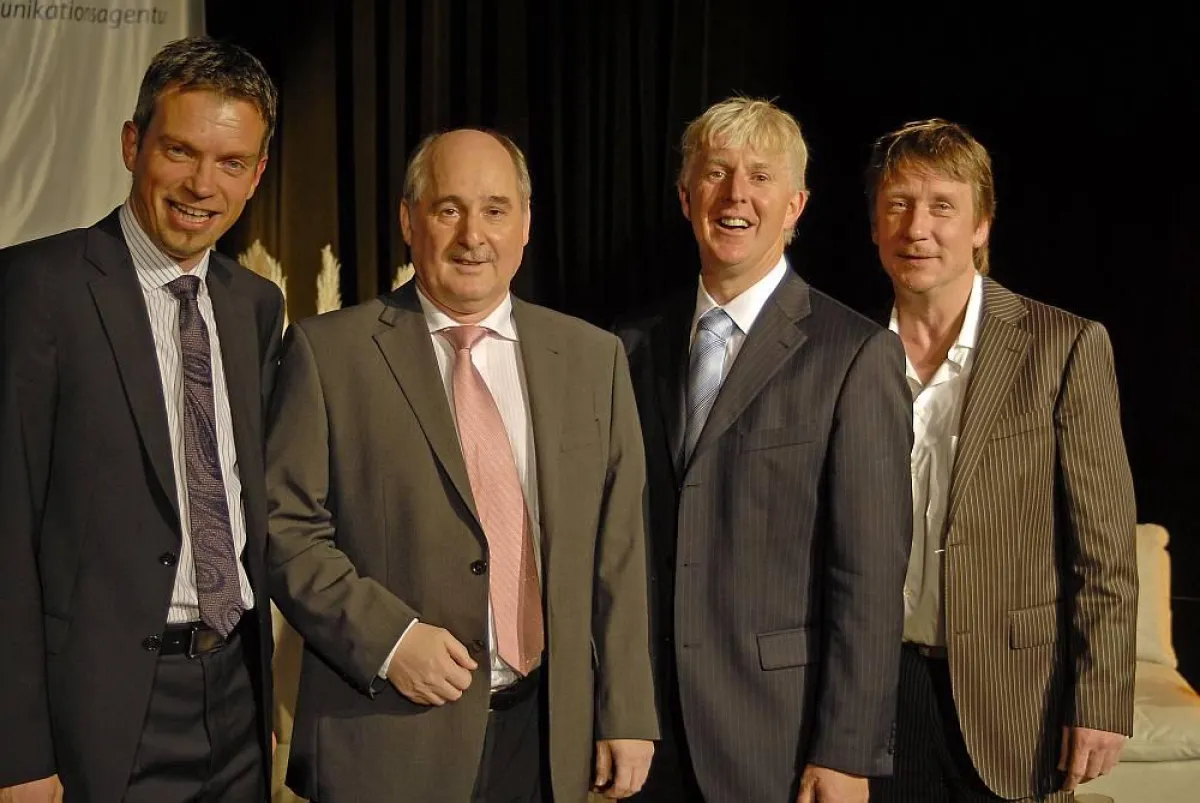 v.l.n.r: Wolfgang Hilleke (Stadt Attendorn), Referent Peter Boltersdorf, Dietmar Baum (Reiss Profile Instructor, mmh kommunikationsagentur), Thomas Sauerbier (mmh kommunikationsagentur)