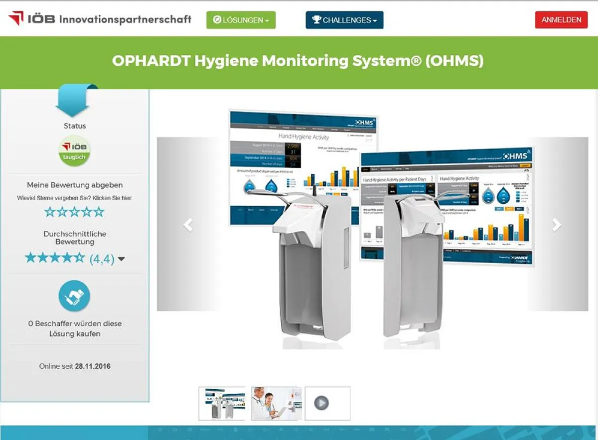 Das OPHARDT Hygiene Monitoring System auf der IÖB-Webseite