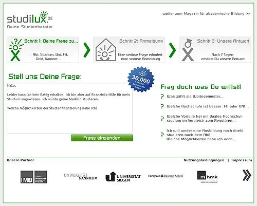 studilux startet die große Sprechstunde Bild: studilux startet die große Sprechstunde