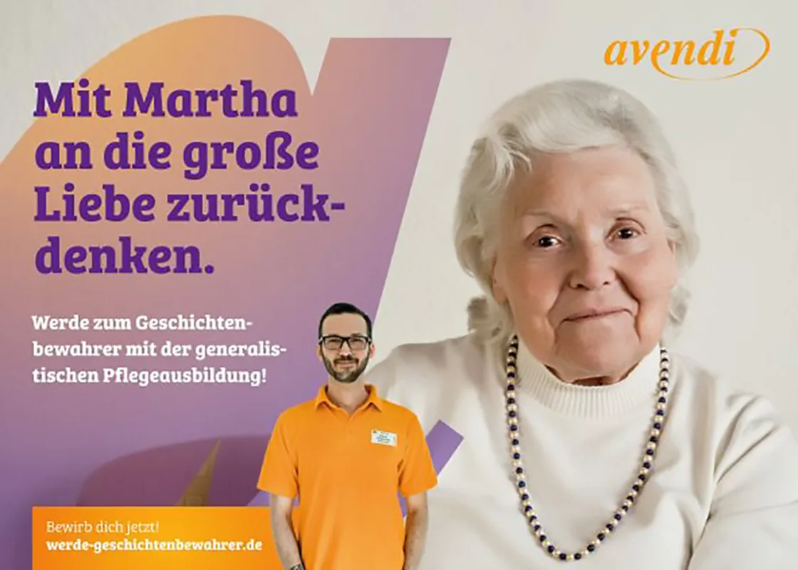 Die neue avendi-Ausbildungskampagne stellt Lebensgeschichten in den Fokus. (© avendi Senioren Service GmbH & Co. KG)