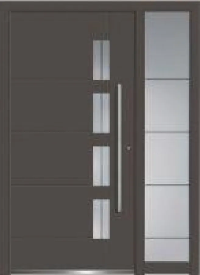 Aluminium-Haustür mit Seitenteil, Serie Concept Class Modell Luca in der Farbe DB 703.   Foto: Wirus-Fenster