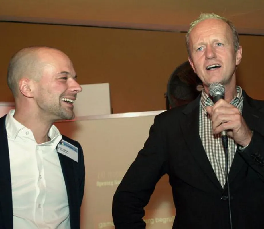 v.l. Achim Quinke (Projektleiter gamecity:Hamburg); Albert Sikkema (Senior Advisor Gameship BV, Leeuwarden (Niederlande))