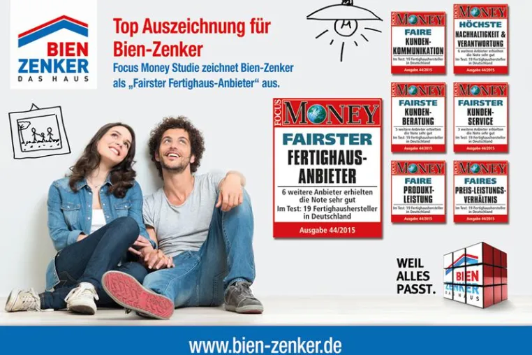 Bild: Bien-Zenker ist 'Fairster Fertighaus-Anbieter' im Focus-Money Fertighaushersteller-Test
