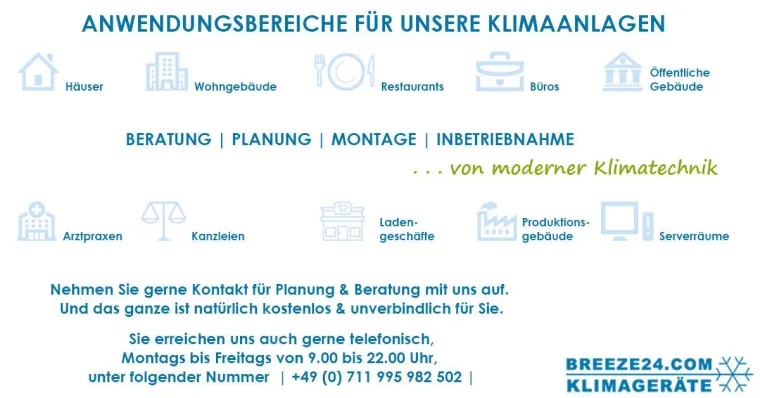 Bild: ANWENDUNGSBEREICHE FÜR UNSERE KLIMAANLAGEN