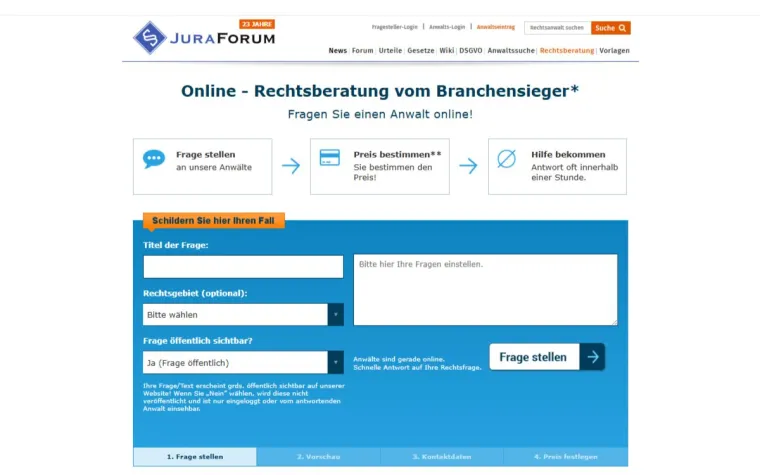Bild: JuraForum.de erhält zum siebten Mal in Folge die Auszeichnung „Beste Online-Portale“ (BESTNOTE) für Rechtsberatung
