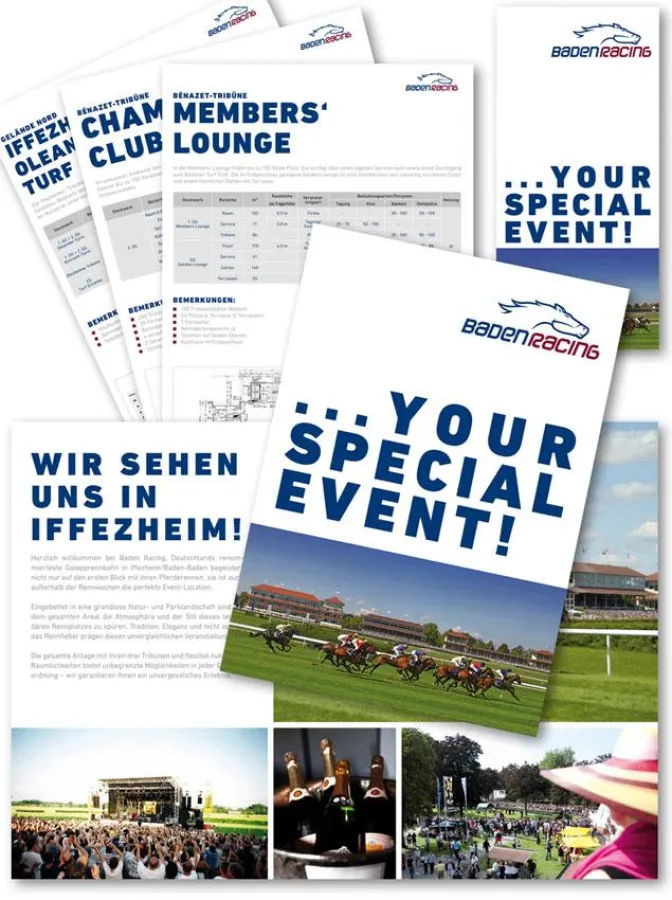 Printmaterial zur Drittvermarktung mit dem Slogan „…YOUR SPECIAL EVENT!“