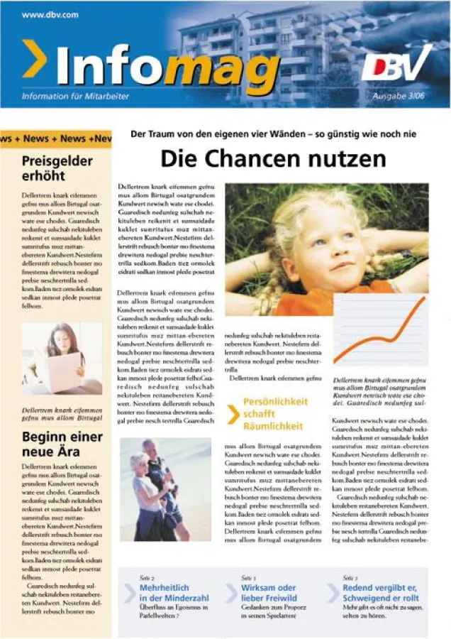 Ein Grundlayout der Newsletteroffensive. Kunden können insgesamt zwischen vier Grundlayouts wählen.
