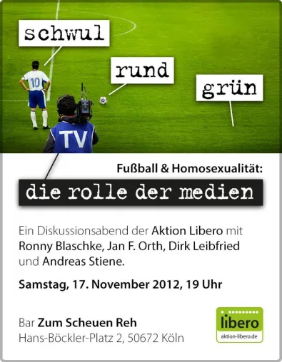 Diskussionsabend »Fußball & Homosexualität – die Rolle der Medien« Bild: Diskussionsabend »Fußball & Homosexualität – die Rolle der Medien«