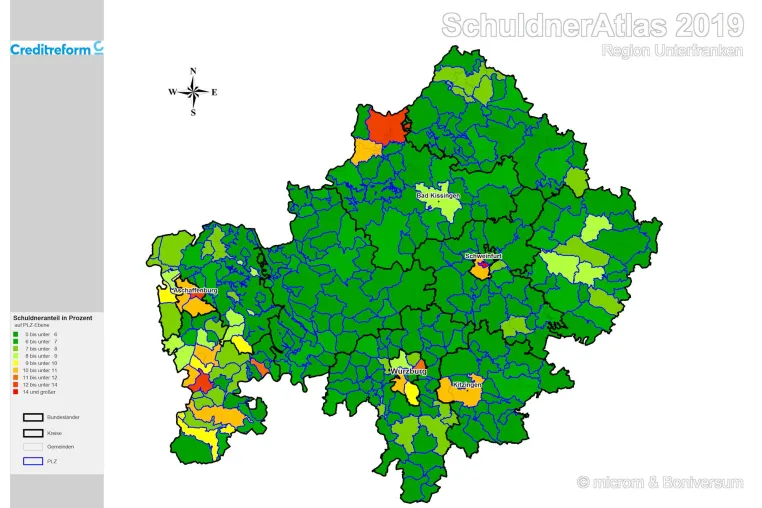 Bild: Analyse SchuldnerAtlas Unterfranken 2019