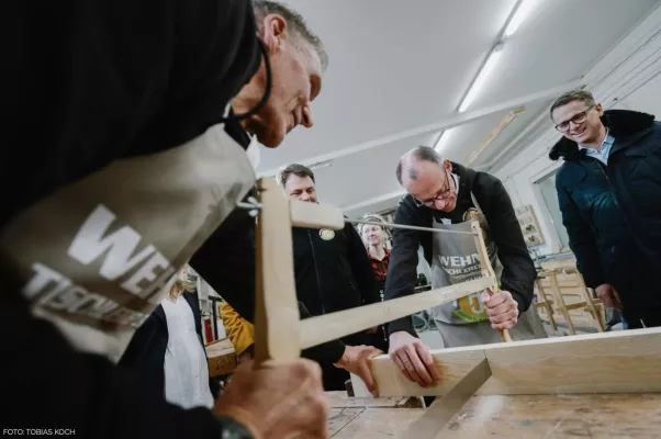 Bild: Für "Motivation Handwerk": Ralf Moeller, Friedrich Merz und Jörg Dittrich machten sich für das Handwerk stark!