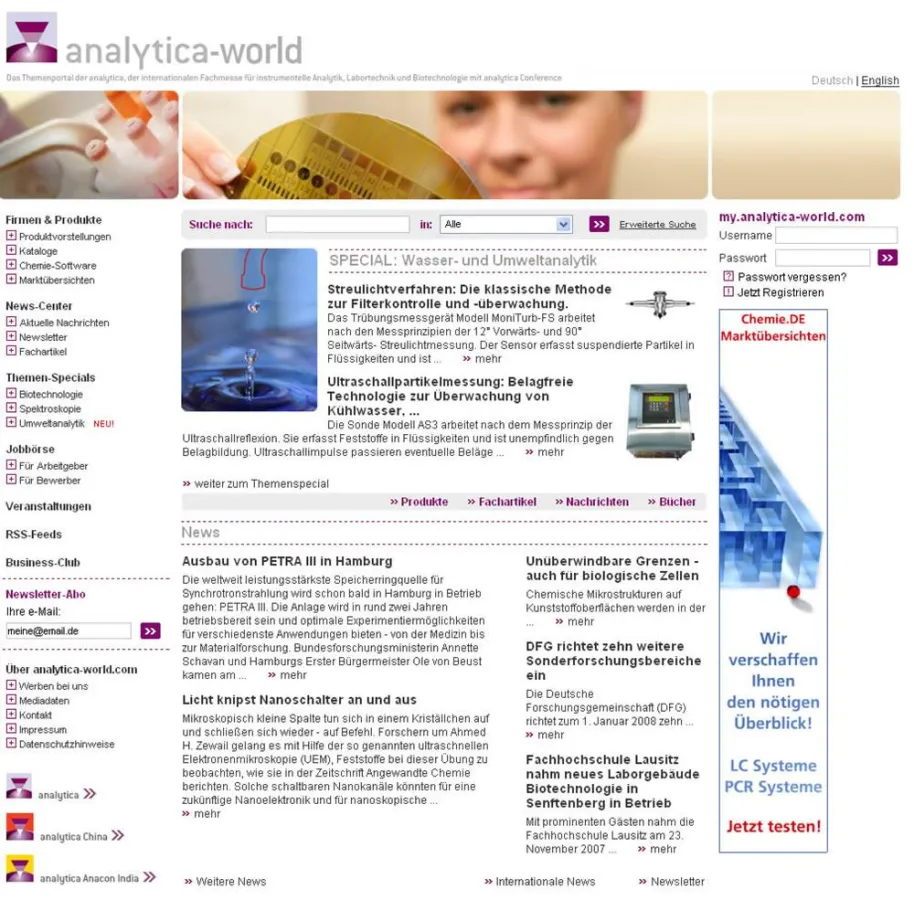 Das neue Portal analytica-world.com