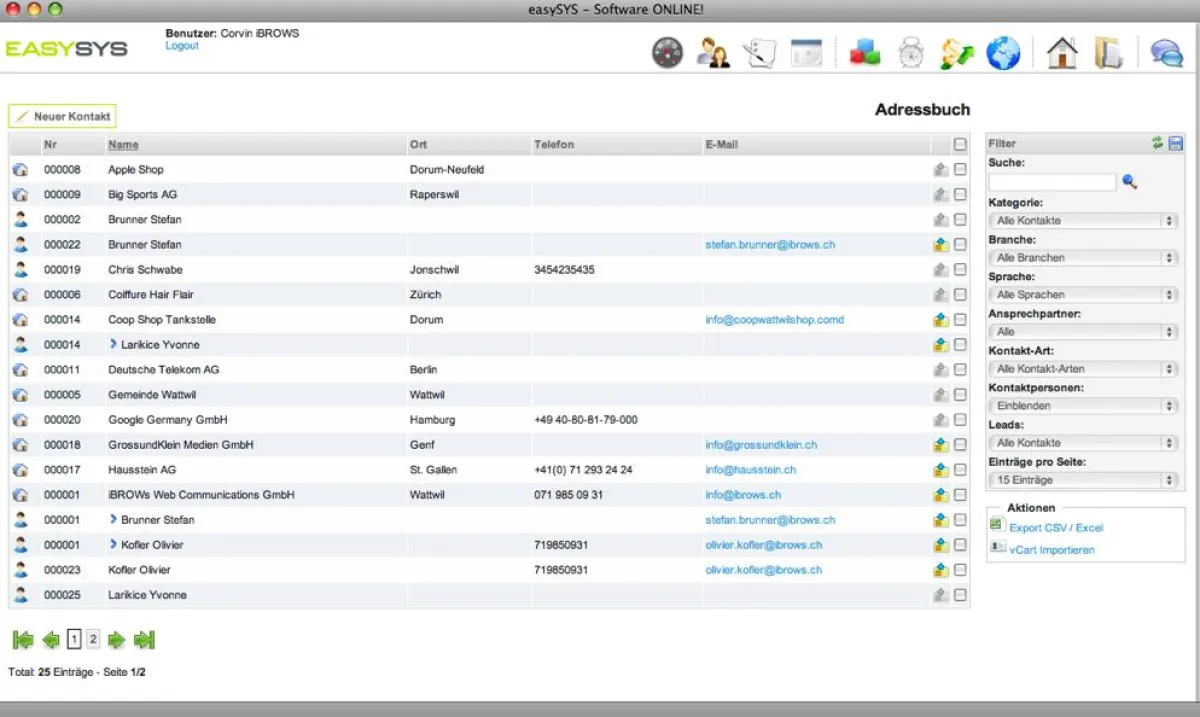 Screenshot Adressverwaltung
