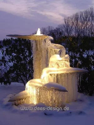 Bild: Springbrunnen im Garten auch für den Winter als Gartenbrunnen im Eis?