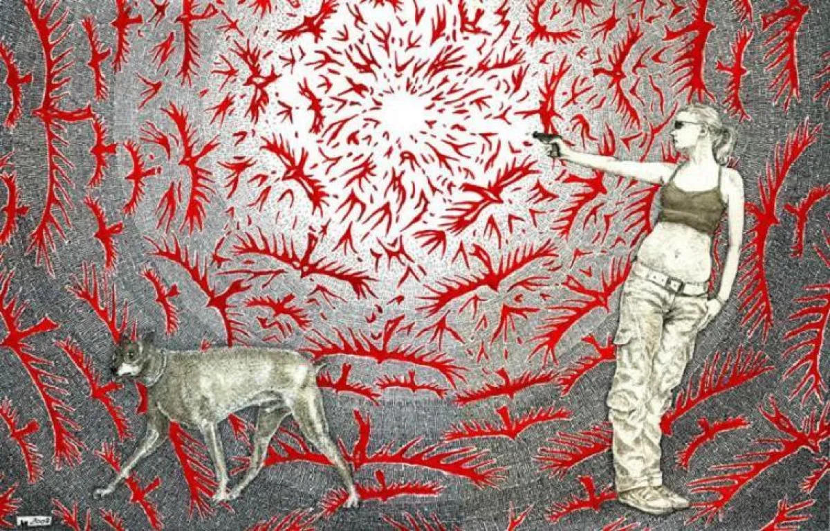 Benczewski - 'wer sucht, der findet (irgendetwas)', 25x36 cm, 2008, Tusche, Acryl