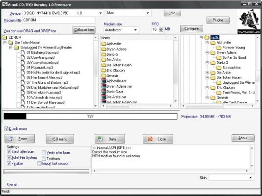 Bild: "AmoK CD/DVD Burning" als kostenlose Alternative zu Nero und WinOnCD veröffentlicht