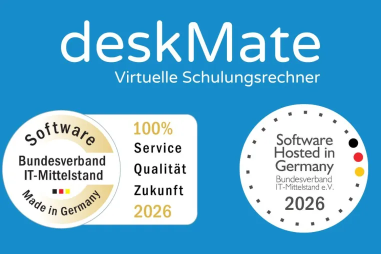 deskMate erhält die Siegel „Software Made in Germany“ und „Software Hosted in Germany Bild: deskMate erhält die Siegel „Software Made in Germany“ und „Software Hosted in Germany