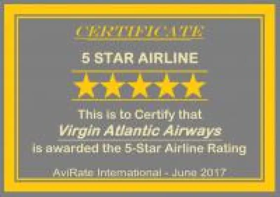 Bild: Virgin Atlantic Airways als erste Europäische 5-Sterne airline ausgezeichnet.