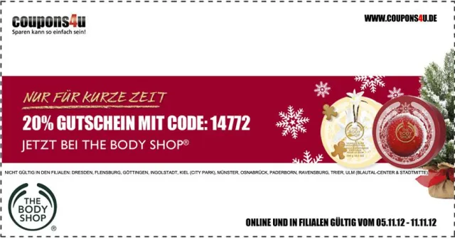 Bild: Mit The Body Shop und coupons4u günstiger in den Weihnachtseinkauf starten