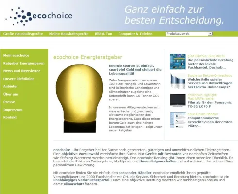 Bild: Vom Klimaschutz profitieren - Energieratgeber von ecochoice jetzt online