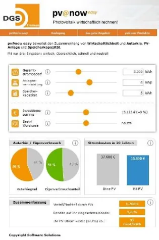 Bild: DGS Franken bringt kostenfreies Onlinetool pv@now easy heraus