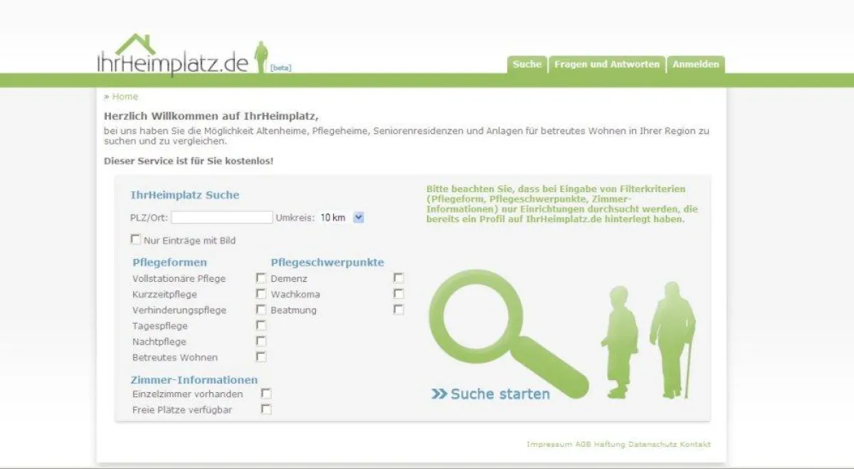 Das Heim-Portal im Internet