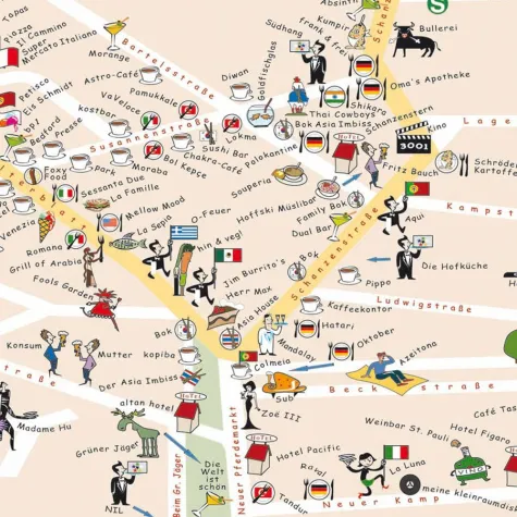 Bild: LUST AUF HAMBURG VON FRÜH BIS SPÄT. Über 400 Cafés, Restaurants, Bars, Clubs und Kneipen auf einem Plan