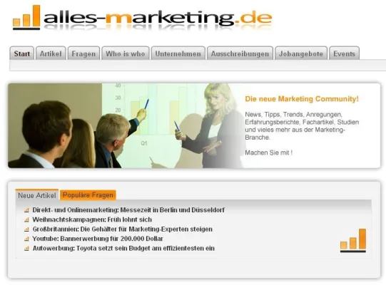 Bild: alles-marketing.de gestartet - Redakteure und Nutzer Hand-in-Hand auf neuer Marketing-Community