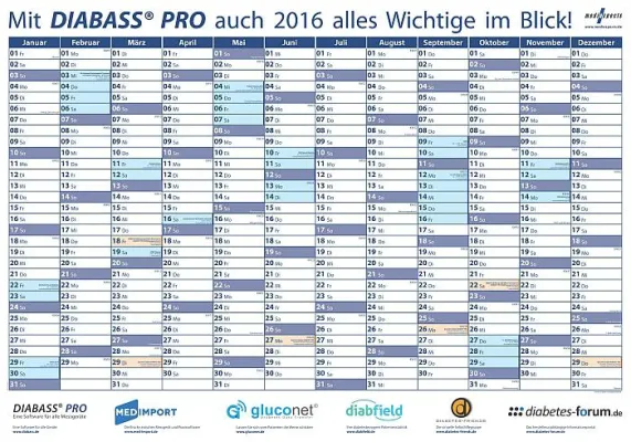 Bild: Wichtige Diabetes-Termine auf einen Blick - kostenloser Wandkalender für Praxen