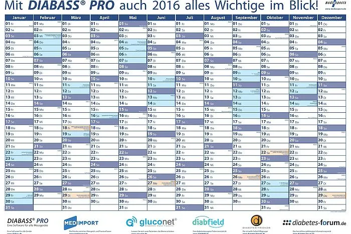 Bild: Wichtige Diabetes-Termine auf einen Blick - kostenloser Wandkalender für Praxen
