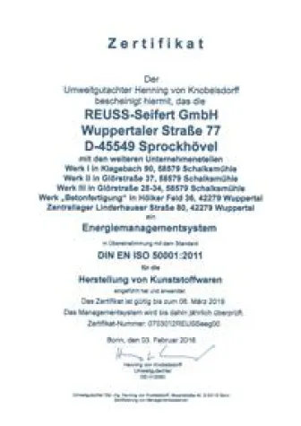 Bild: Reuss-Seifert erhält erneut Zertifikat für Energiemanagementsystem