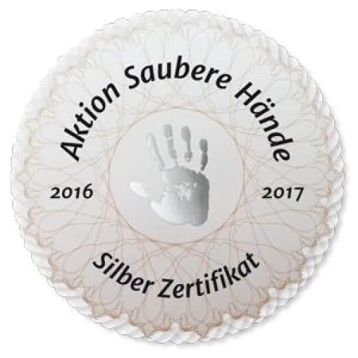 Silber-Zertifikat der "Aktion Saubere Hände" für die Märkischen Kliniken Bild: Silber-Zertifikat der "Aktion Saubere Hände" für die Märkischen Kliniken