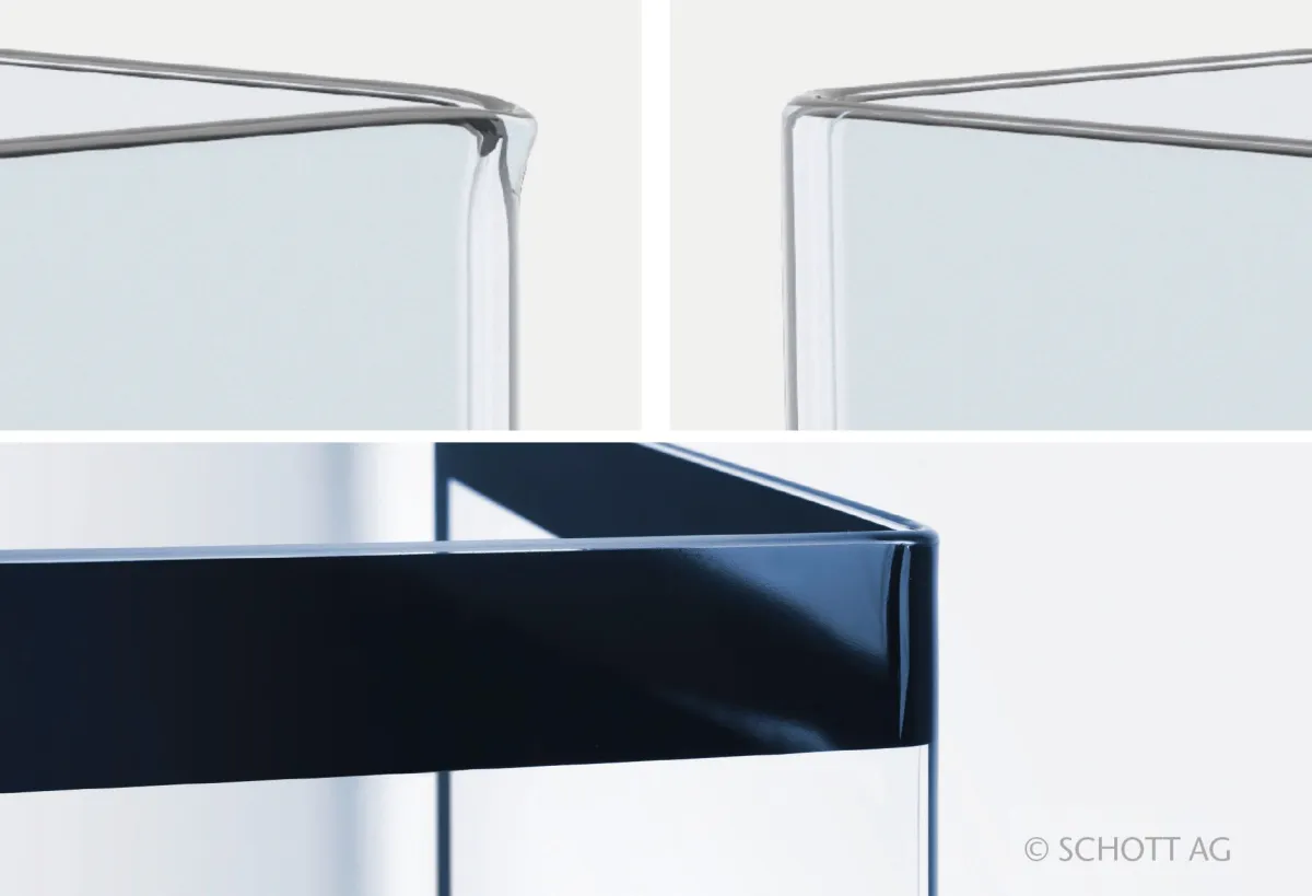 Ein neues Verfahren von SCHOTT erlaubt das winklige Biegen von Glaskeramik ohne Ausläufen (© © SCHOTT AG)