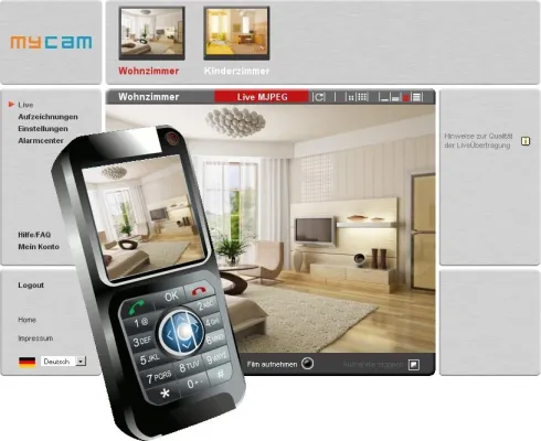 Bild: Videoüberwachung mit dem Handy - mycam nutzt Mobiltelefone für Liveansicht und Alarmierung