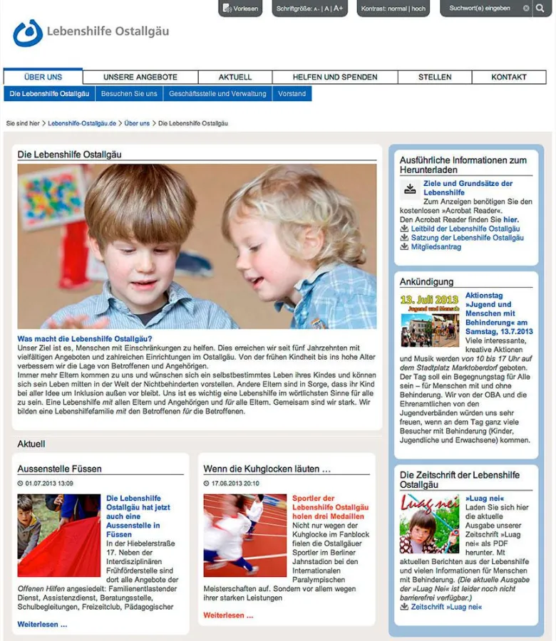 Website www.lebenshilfe-ostallgaeu.de