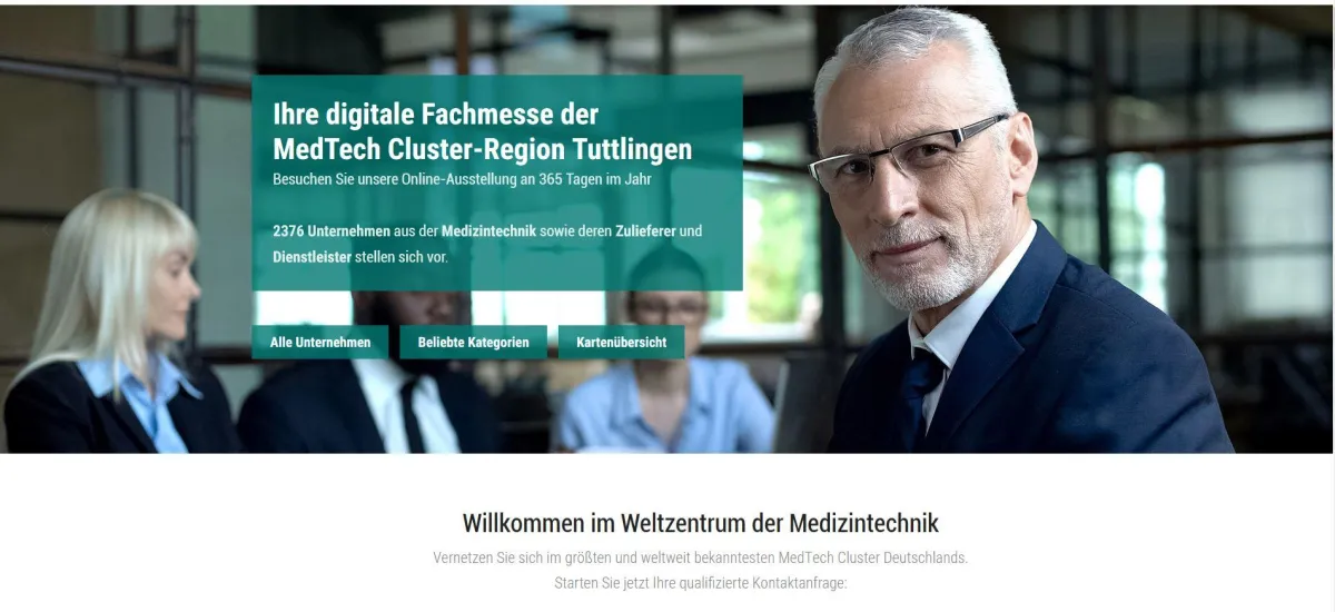 Screenshot Startseite Weltzentrum-der-Medizintechnik.de