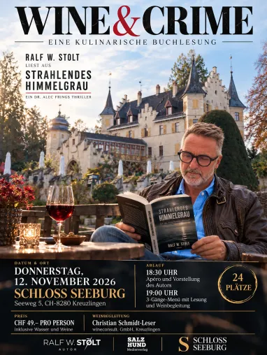 Bild: Thrillerautor Ralf W. Stolt liest im Schloss Seeburg in Kreuzlingen (CH)
