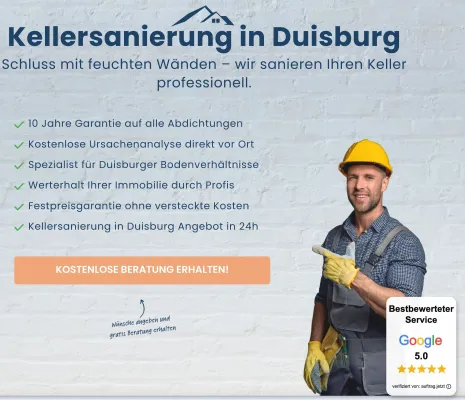 Bild: Steigender Grundwasserspiegel nach Bergbauende: Spezialist für Kellersanierung in Duisburg