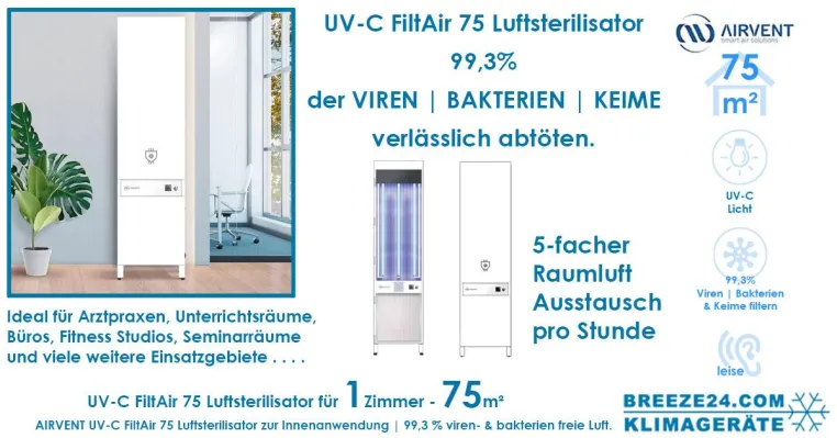 Bild: UV-C FiltAir 75 Luftsterilisator zur Innenanwendung (für 75m² Fläche)