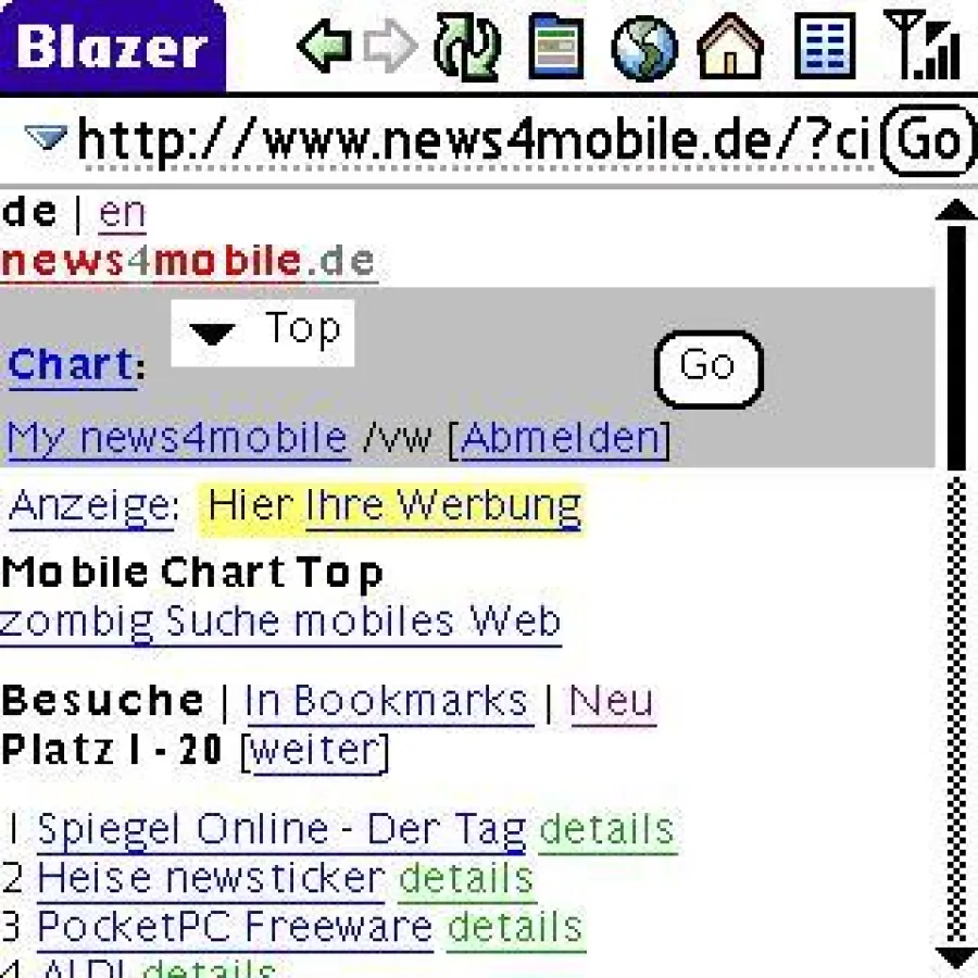 Ausschnitt des Web Portals news4mobile.de