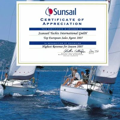 Bild: Scansail Yachts International als Top Agentur ausgezeichnet