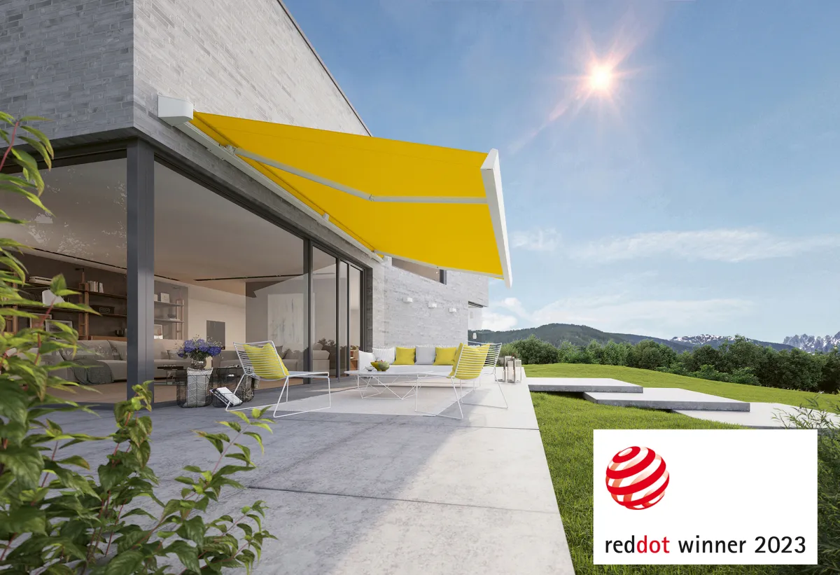 Die neue Kassettenmarkise „MX-4“ von markilux wurde mit dem „Red Dot Design Award“ prämiert. (© markilux)