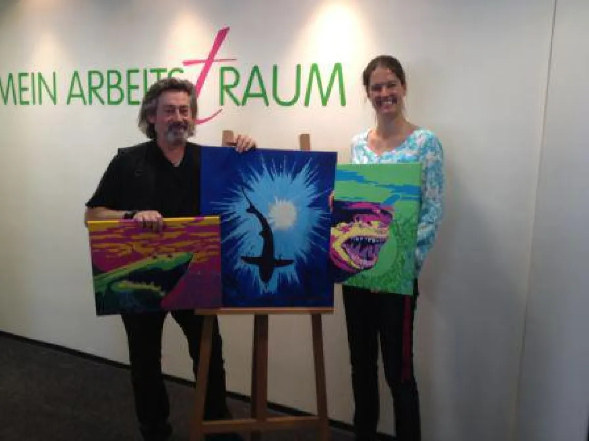 Maler Peter Zanony und Geschäftsführerin Kristina Schmid