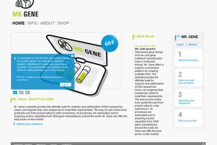 Bild: Erste B2B-Plattform für Gendesign und künstliche DNA Mr. Gene mit contentXXL CMS online gegangen