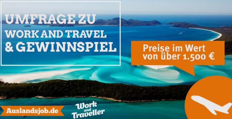 Umfrage zu Work and Travel verlängert: Gewinne im Wert von über 1.500 Euro Bild: Umfrage zu Work and Travel verlängert: Gewinne im Wert von über 1.500 Euro