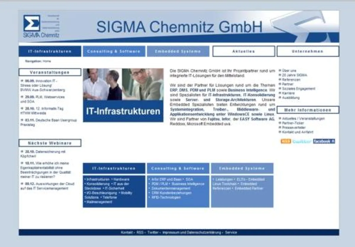 Neues, frisches Design auf www.sigma-chemnitz.de