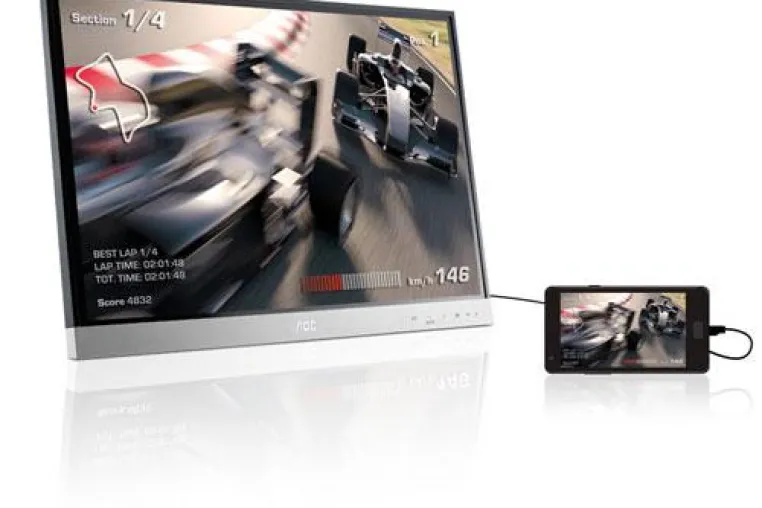 Bild: Vom Smartphone zum Großbildschirm: IPS-Monitor myPlay von AOC mit MHL-Schnittstelle