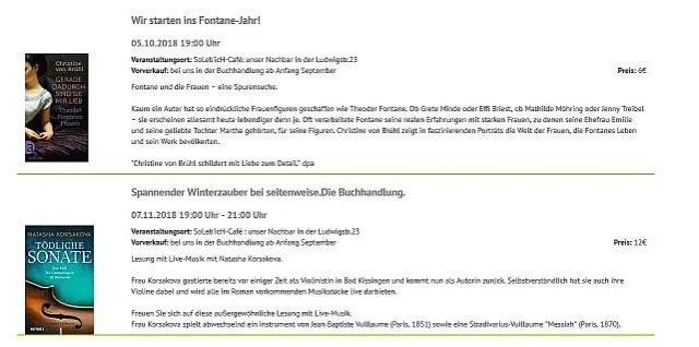 Bild: seitenweise.Die Buchhandlung startet mit Lesereihe in den Herbst.